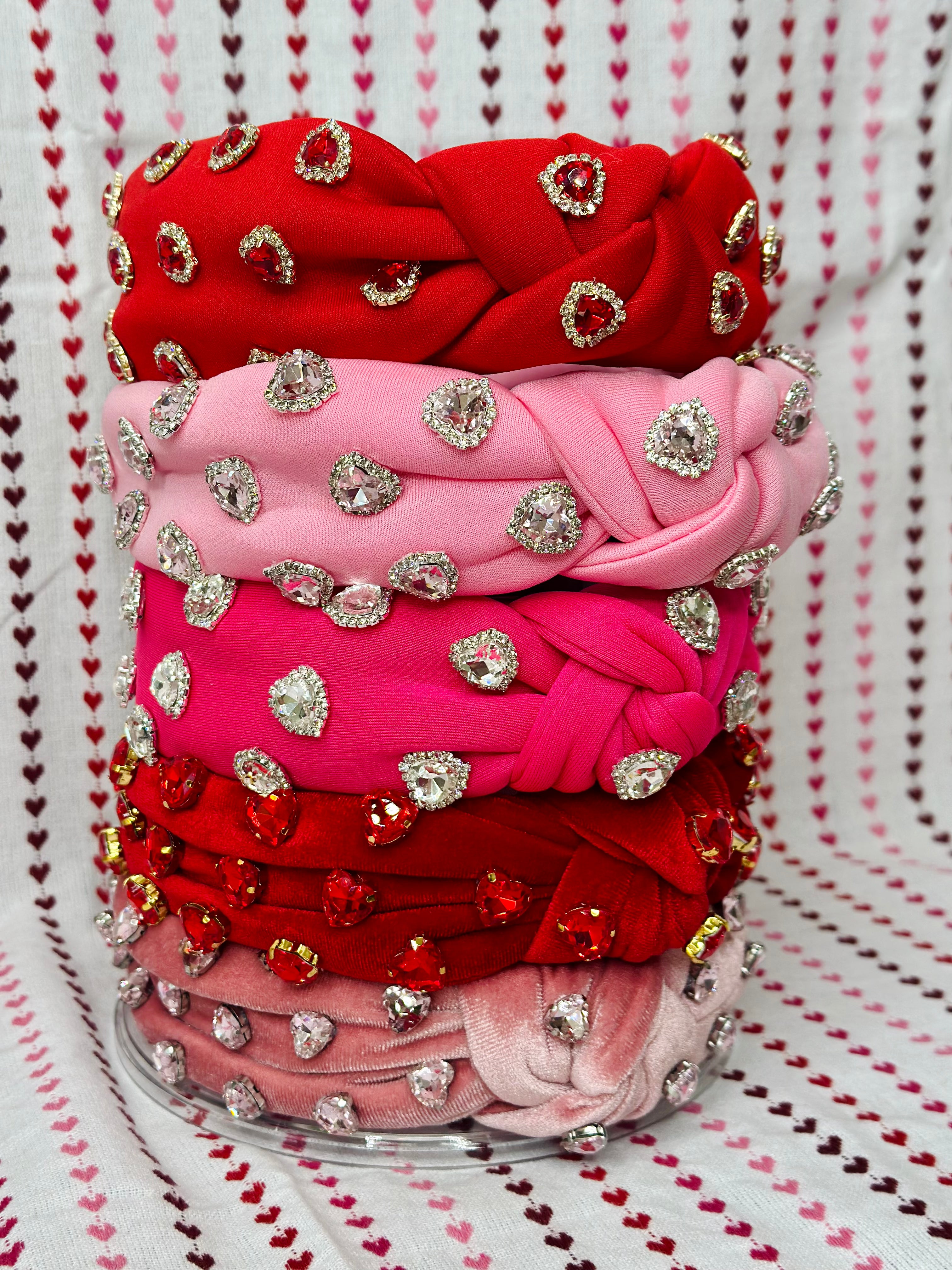 Knotted Headbands- Crystal Heart