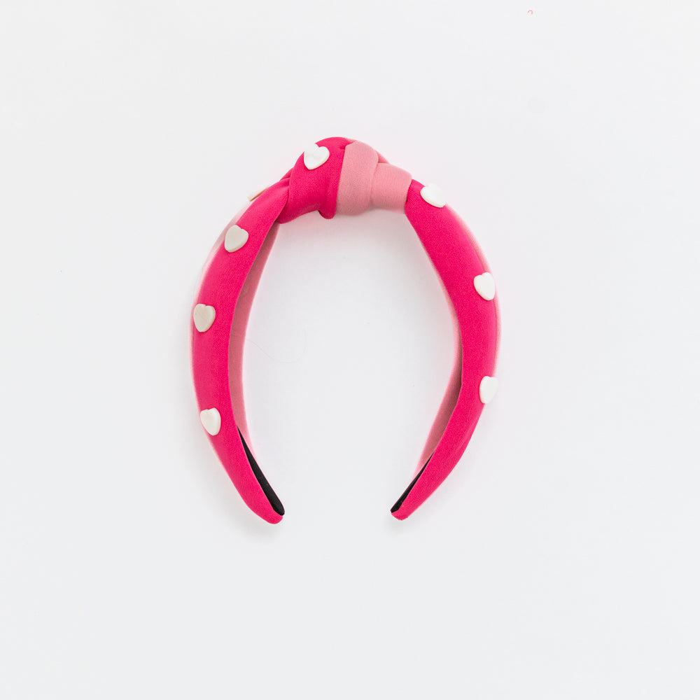 Knotted Headband- Pink Two-Tone Heart