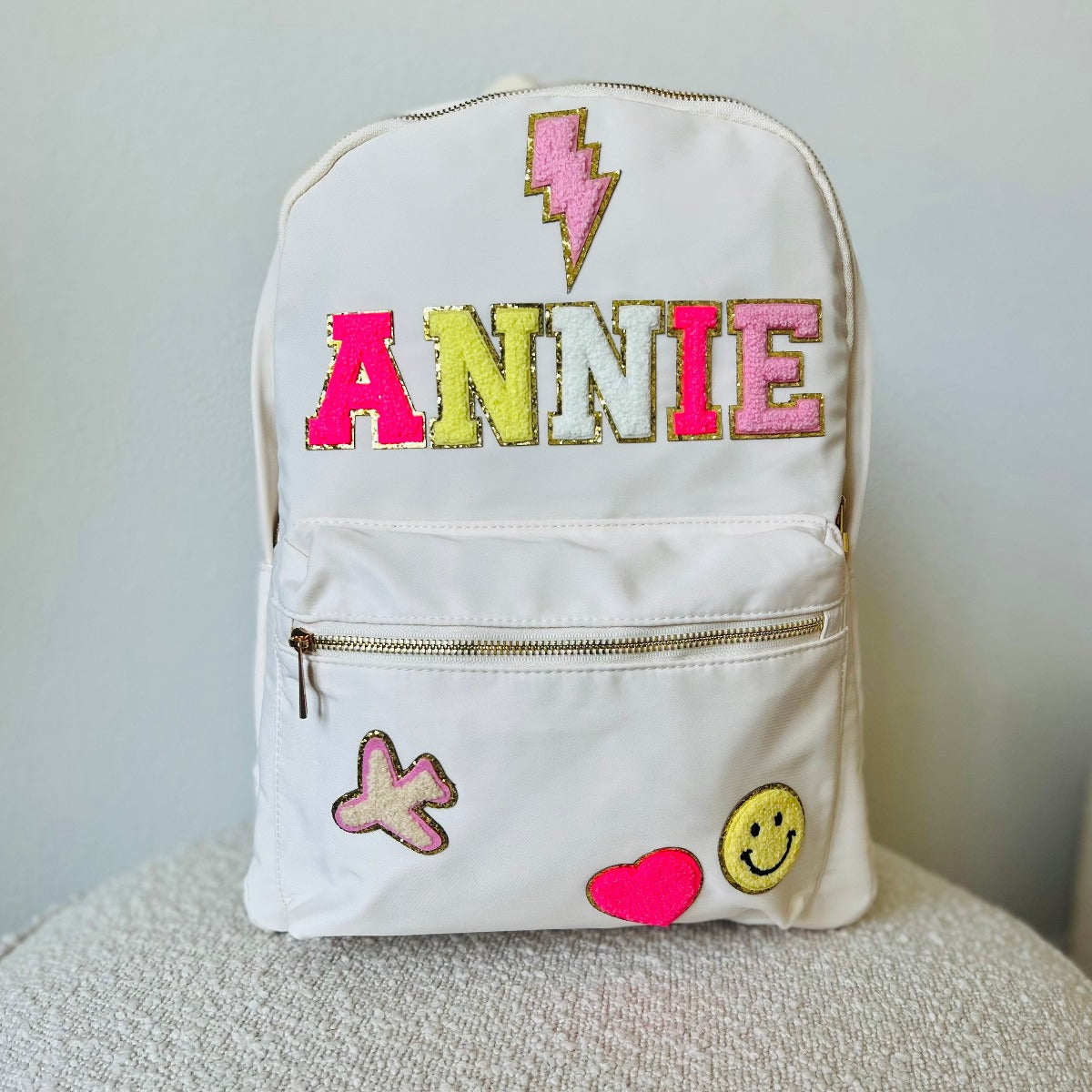 NEW!! Nylon Backpack- Personalized Backpack- Customizable Backpack- Letter Backpack- Chenille Patch Backpack- Kid Backpack- Back to school