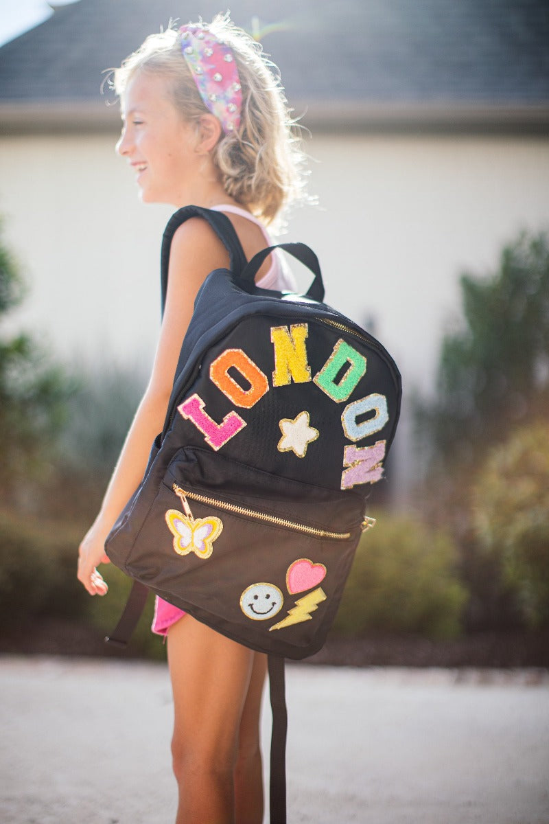 NEW!! Nylon Backpack- Personalized Backpack- Customizable Backpack- Letter Backpack- Chenille Patch Backpack- Kid Backpack- Back to school