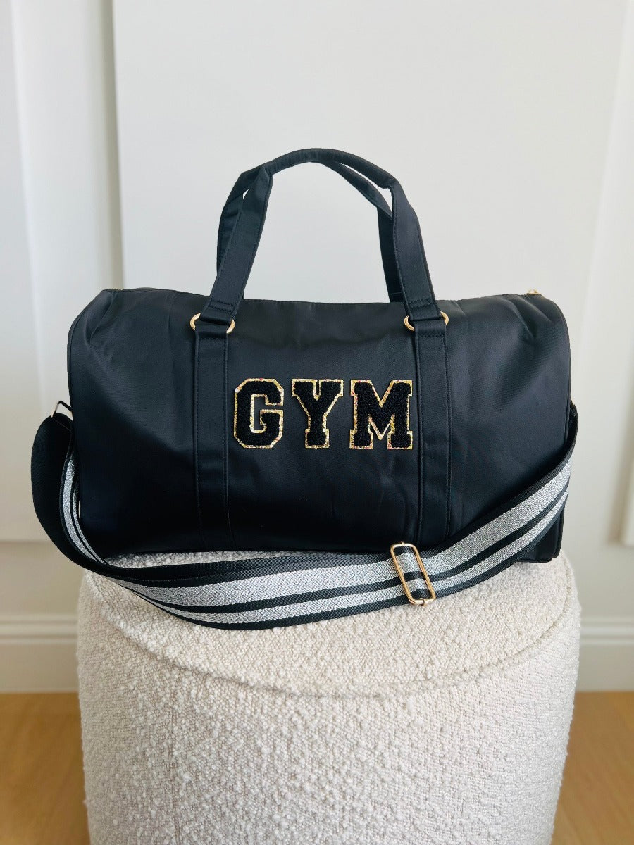 Personalized Nylon Duffle Bag - Custom Nylon Duffle Bag - Travel Bag with Patches - Weekender Bag - Bride Gift - Personalized overnight bag
