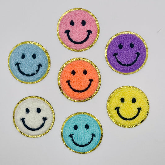 Chenille Smiley Patch - Adhesive Patches - Stick on Patches - Smiley Face - DIY Patch