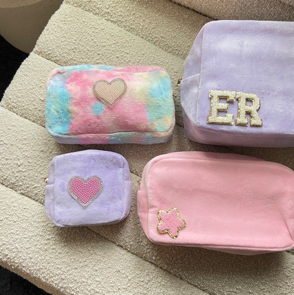 SMALL Velvet Bag- Personalized Bag- Cosmetic Bag- Customized Terry Bag- Disney Bag- Personalized Gift- spring break pouch - bridesmaid gift