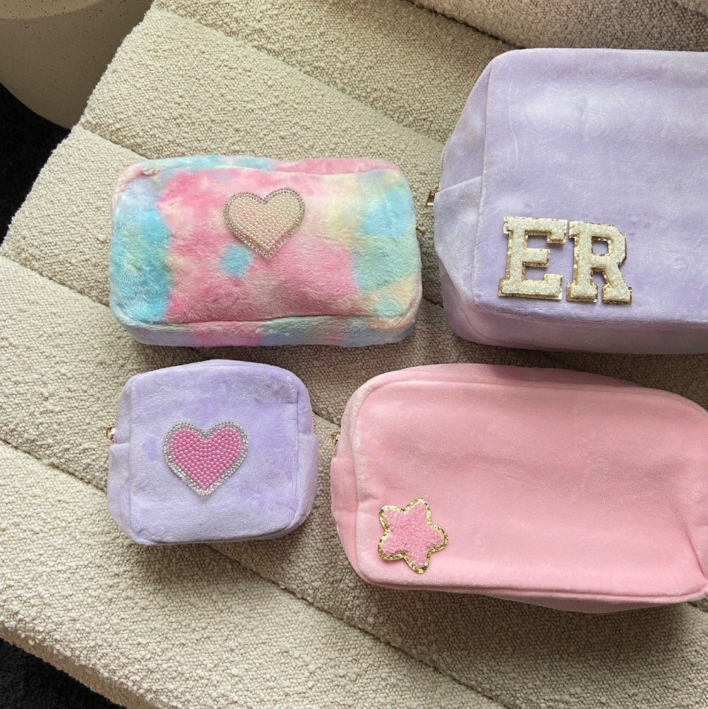 MEDIUM Velvet Bag- Personalized Bag- Cosmetic Bag- Customized Terry Bag- Disney Bag- Personalized Gift- spring break pouch - bridesmaid gift