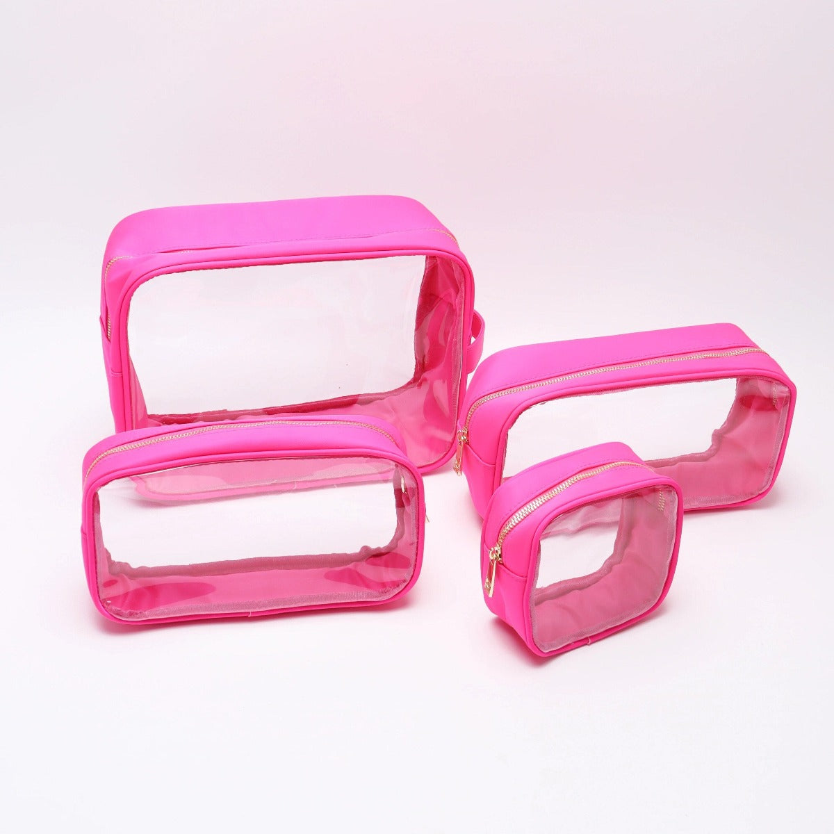 SMALL clear cosmetic bags - clear toiletry pouch - nylon bag - toiletry bag with patches - clear travel bag