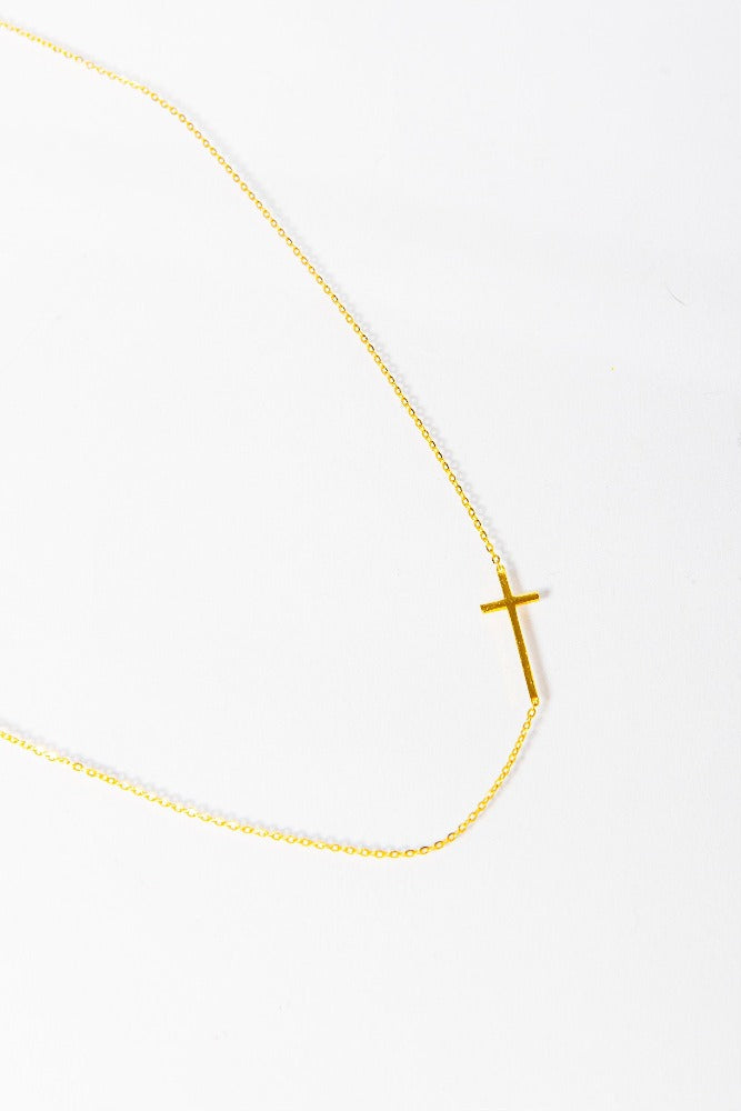 18k Vermeil Gold Cross Necklace - sideways cross necklace - gold cross necklace - special present - gifts for her - dainty jewelry