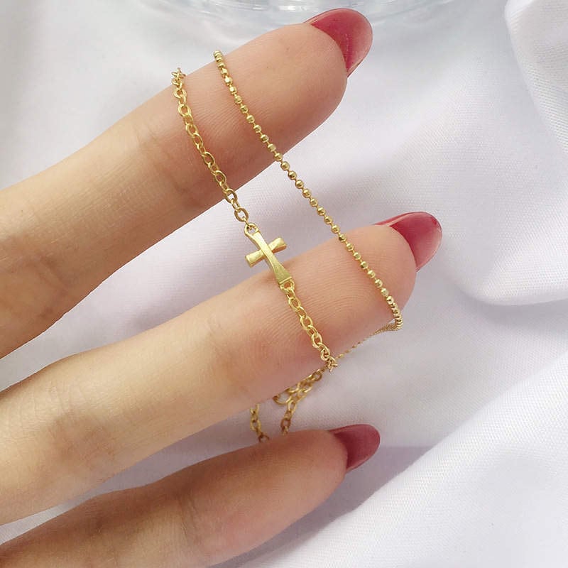 18k Vermeil Gold Cross Bracelet - Dainty Cross Bracelet - Gold Cross Bracelet - Cross Jewelry - Gift for Her